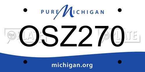 OSZ270 Michigan License Plate