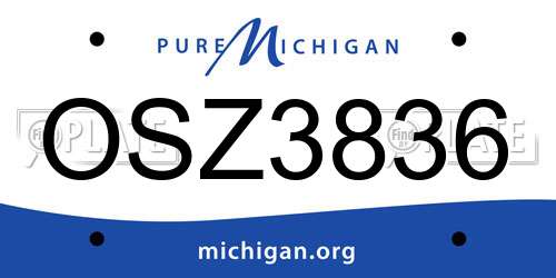 OSZ3836 Michigan License Plate
