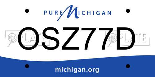 OSZ77D Michigan License Plate