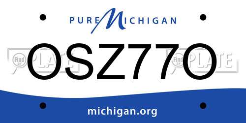 OSZ77O Michigan License Plate