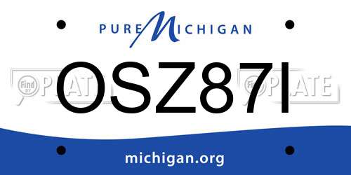 OSZ87I Michigan License Plate