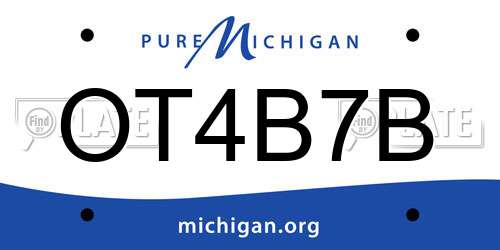 OT4B7B Michigan License Plate
