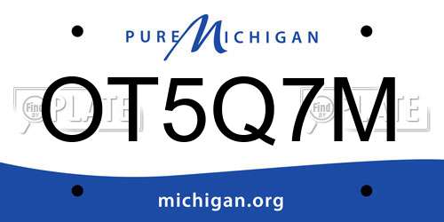 OT5Q7M Michigan License Plate