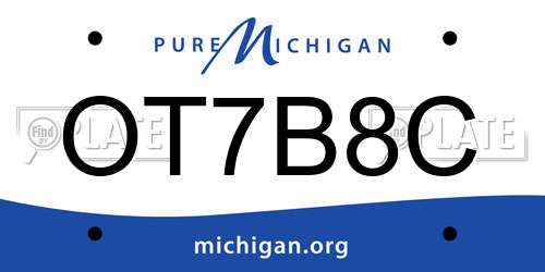 OT7B8C Michigan License Plate