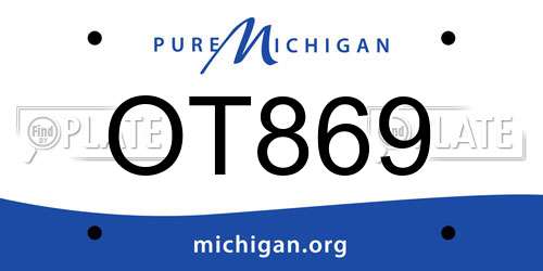 OT869 Michigan License Plate