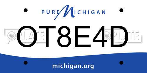 OT8E4D Michigan License Plate