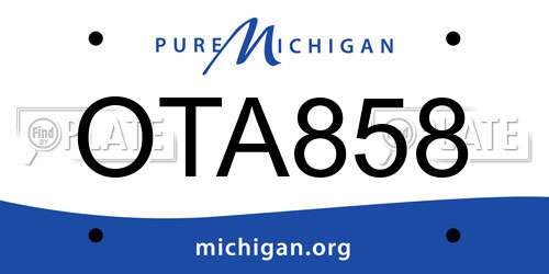 OTA858 Michigan License Plate