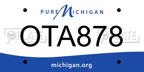 OTA878 Michigan License Plate