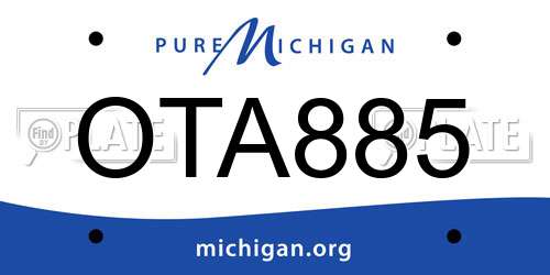 OTA885 Michigan License Plate