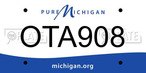 OTA908 Michigan License Plate