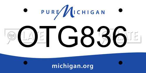 OTG836 Michigan License Plate