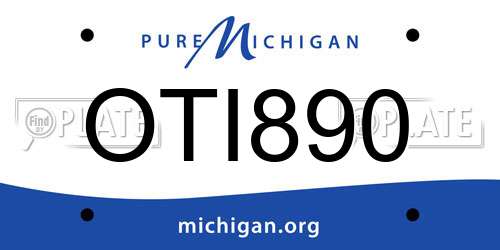 OTI890 Michigan License Plate