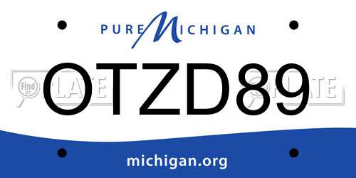 OTZD89 Michigan License Plate