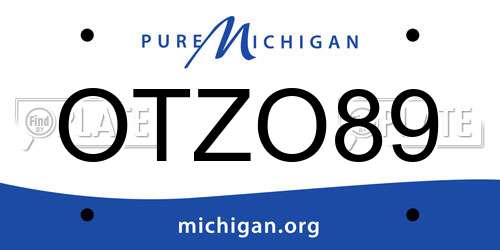 OTZO89 Michigan License Plate