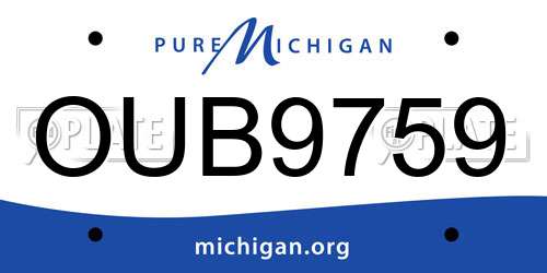 OUB9759 Michigan License Plate