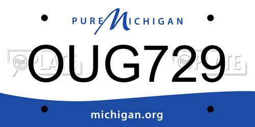 OUG729 Michigan License Plate