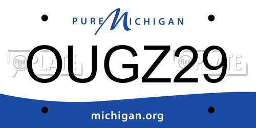 OUGZ29 Michigan License Plate