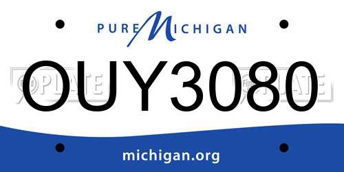 OUY3080 Michigan License Plate
