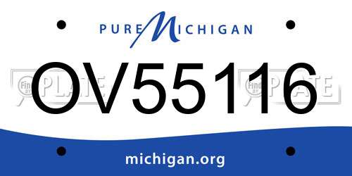 OV55116 Michigan License Plate