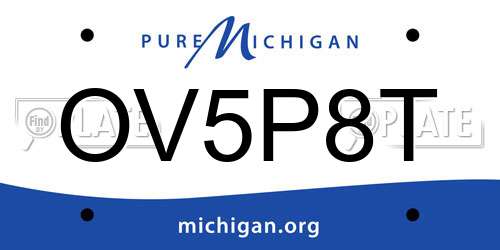 OV5P8T Michigan License Plate