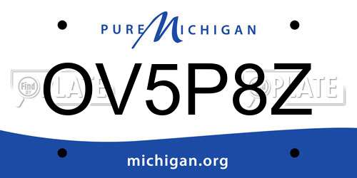 OV5P8Z Michigan License Plate