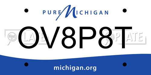 OV8P8T Michigan License Plate