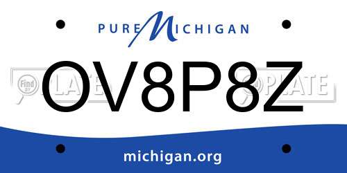 OV8P8Z Michigan License Plate