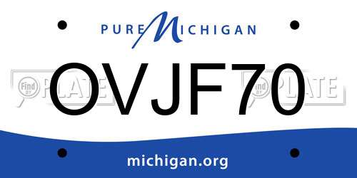 OVJF70 Michigan License Plate
