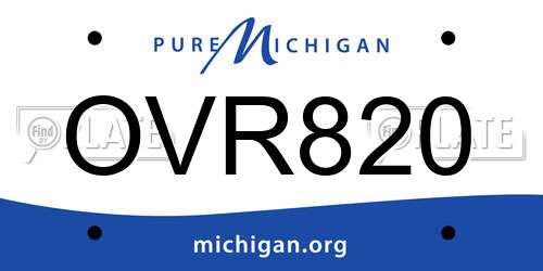 OVR820 Michigan License Plate