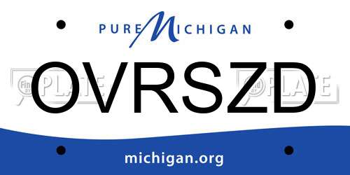 OVRSZD Michigan License Plate