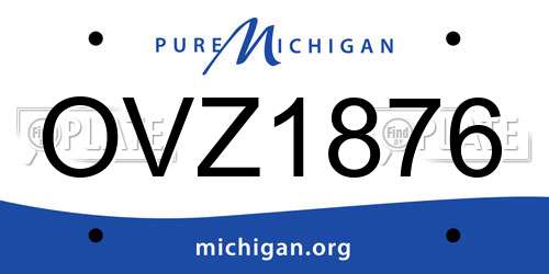 OVZ1876 Michigan License Plate
