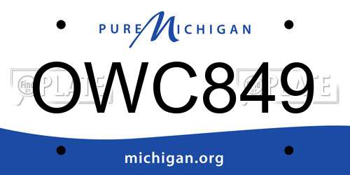 OWC849 Michigan License Plate