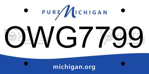 OWG7799 Michigan License Plate
