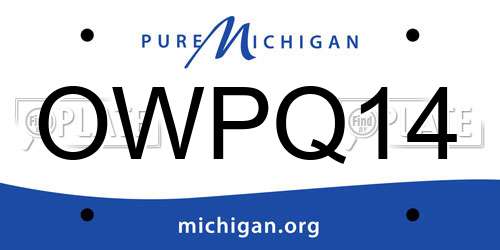 OWPQ14 Michigan License Plate