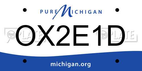OX2E1D Michigan License Plate