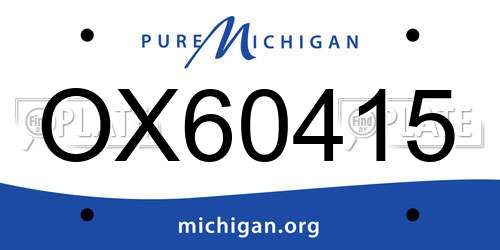 OX60415 Michigan License Plate