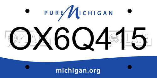 OX6Q415 Michigan License Plate
