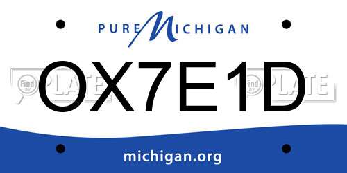 OX7E1D Michigan License Plate