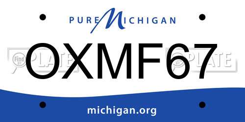 OXMF67 Michigan License Plate