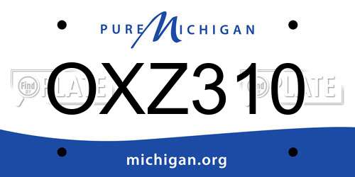 OXZ310 Michigan License Plate