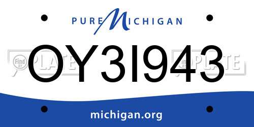 OY3I943 Michigan License Plate