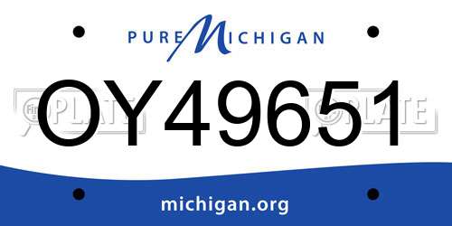 OY49651 Michigan License Plate