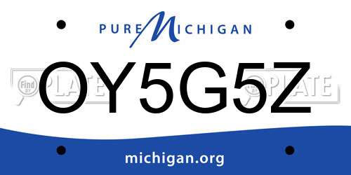 OY5G5Z Michigan License Plate