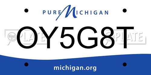 OY5G8T Michigan License Plate