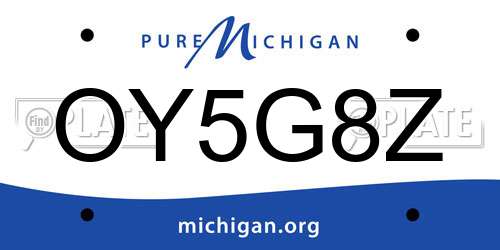 OY5G8Z Michigan License Plate
