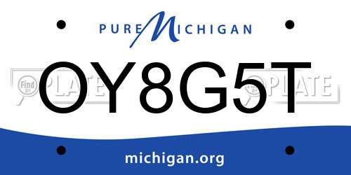 OY8G5T Michigan License Plate