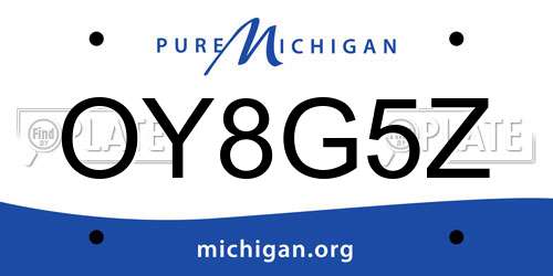 OY8G5Z Michigan License Plate