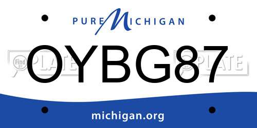 OYBG87 Michigan License Plate