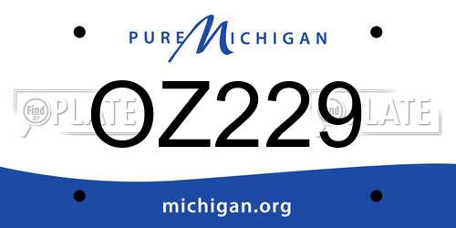 OZ229 Michigan License Plate