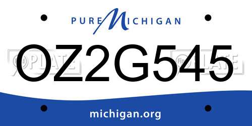 OZ2G545 Michigan License Plate